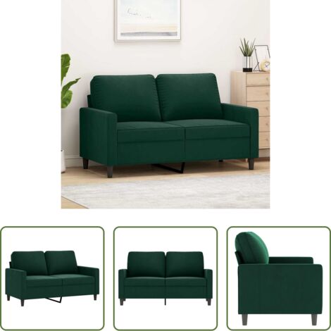 vidaXL Sofá verde oscuro -  Sofá de 2 plazas de terciopelo verde oscuro 120 cm