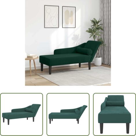 vidaXL Sofá verde oscuro -  Sofá diván con cojines terciopelo verde oscuro