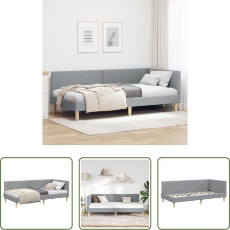 vidaXL Sofá y cama -  Estructura de cama en esquina Gris Claro 90 cm x 190 cm