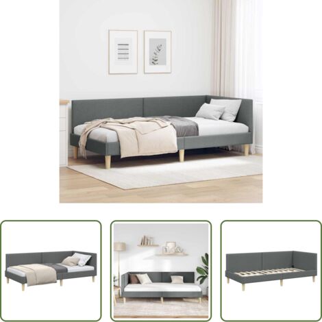 vidaXL Sofá y cama -  Estructura de cama en esquina Gris oscuro 100 cm x 200 cm