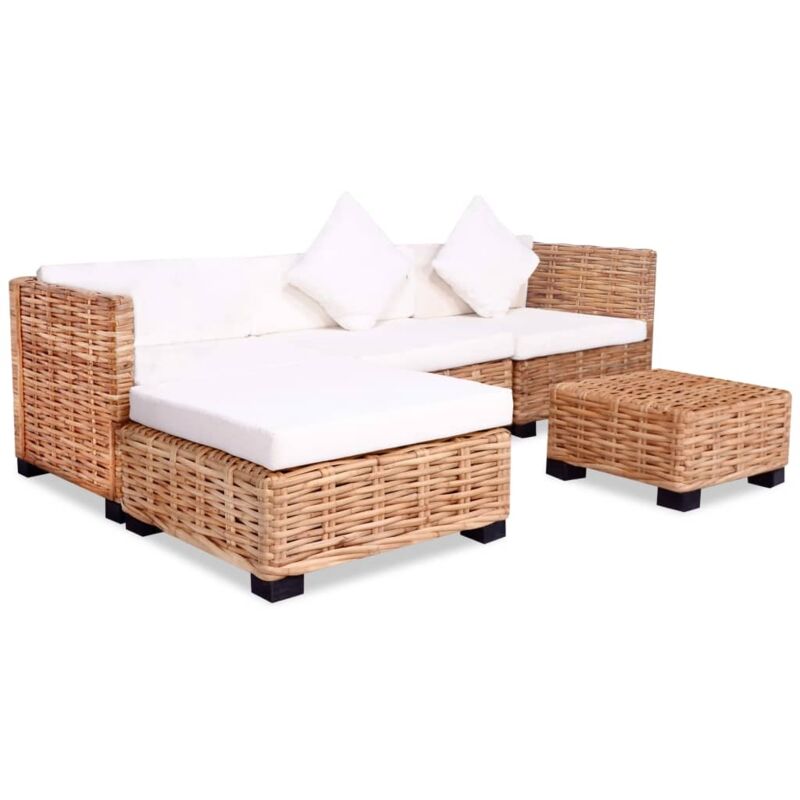 Sofagarnitur 14-tlg. Natürliches Rattan Vidaxl