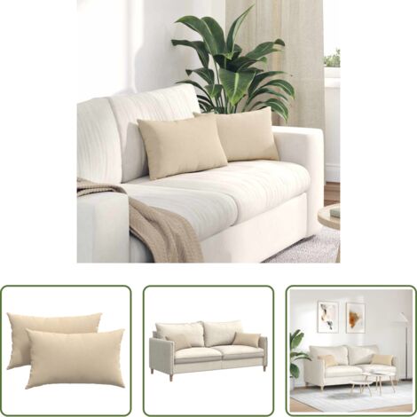 vidaXL Sofakissen Creme -  Sofakissen 2 Stück Creme 50 x 30 cm Stoff
