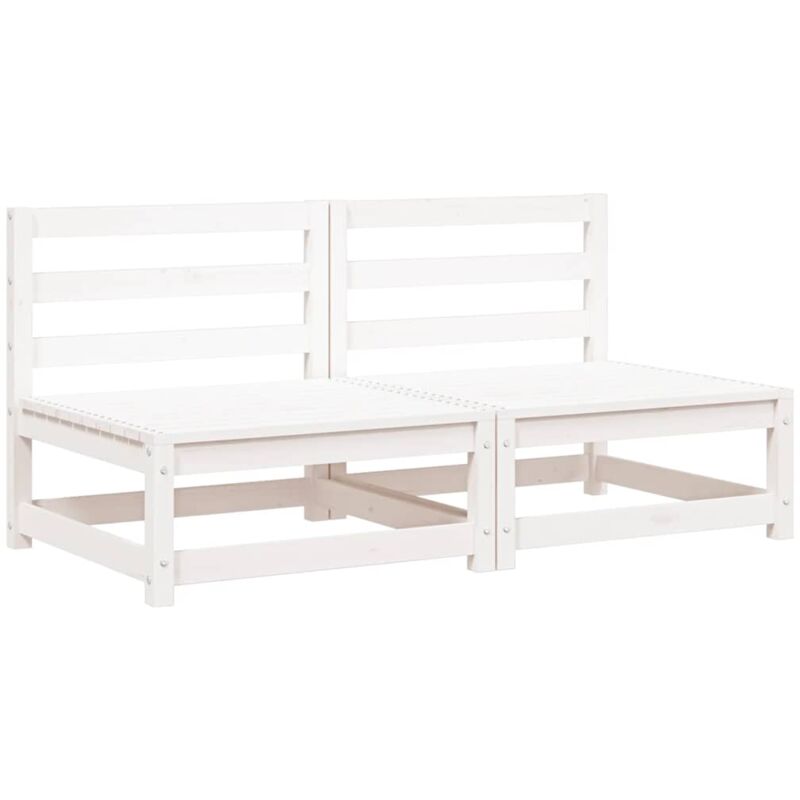 

Sofás central de jardín 2 unidades blanco madera maciza de pino - Blanco - Vidaxl