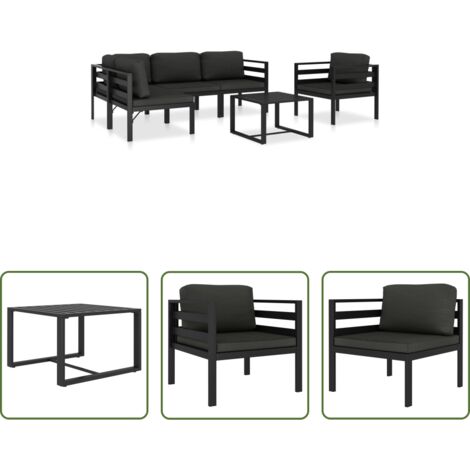 vidaXL Sofás de aluminio -  Set muebles de jardín 6 pzas y cojines aluminio gris antracita