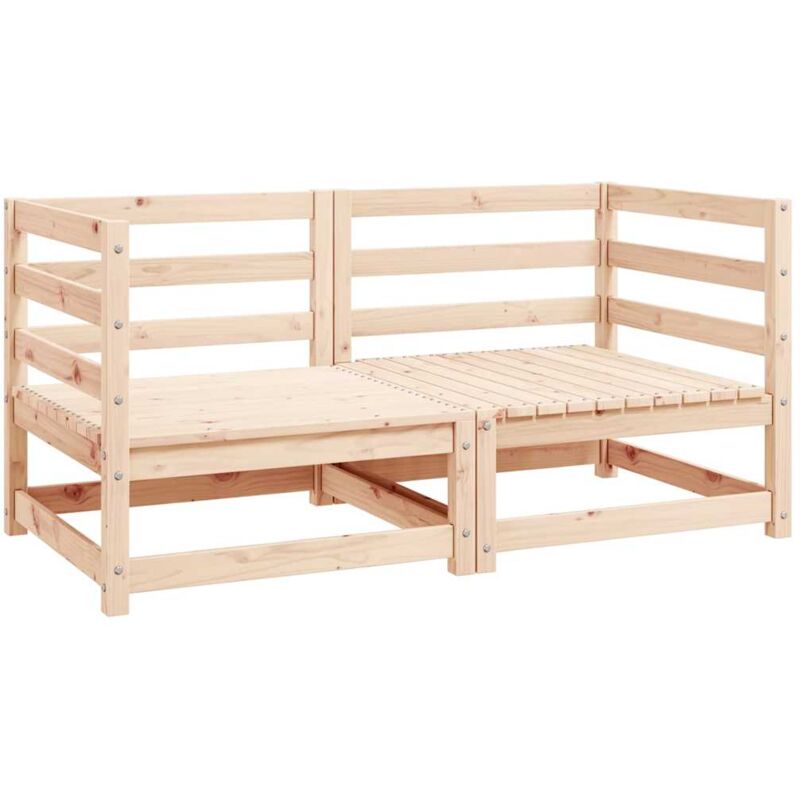 

vidaXL Sofás de esquina de jardín 2 uds madera maciza de pino - Marrón