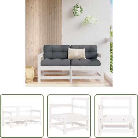 vidaXL Sofás de esquina -  Sofás de esquina de jardín 2 uds madera maciza de pino blanco