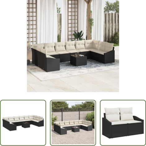 vidaXL Sofás de exterior -  Conjunto de sofás de jardín Marrón y crema ratán sintético