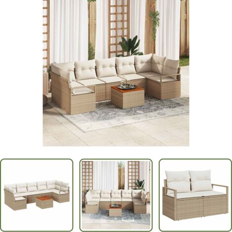 vidaXL Sofás de jardín beige -  Conjunto de sofás de jardín 8 pcs Beige ratán sintético