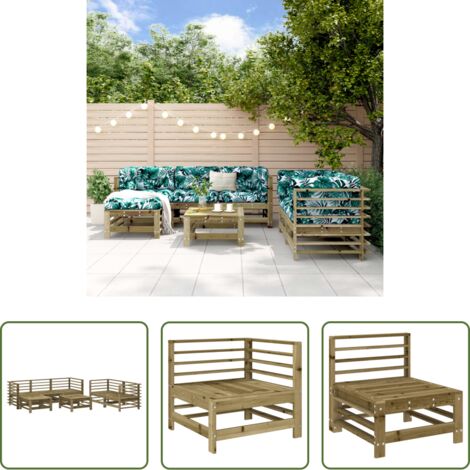 vidaXL Sofás de jardín -  Juego de muebles de jardín 7 pzas madera de pino impregnada