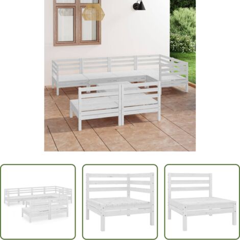 vidaXL Sofás de madera -  Juego de muebles de jardín 8 piezas madera maciza pino blanco