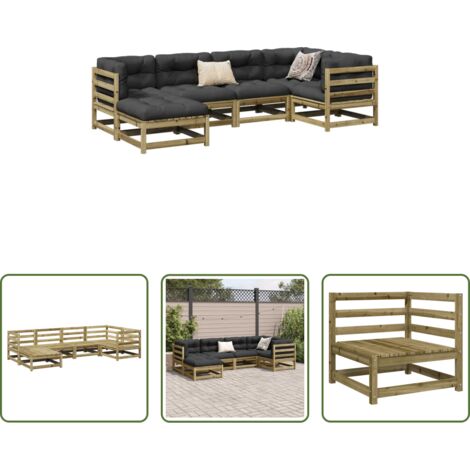 vidaXL Sofás de madera -  Juego de sofás de jardín 6 piezas madera de pino impregnada