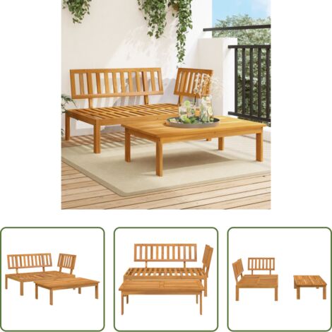 vidaXL Sofás de madera -  Set de sofás de palets de jardín 2 pzas madera maciza de acacia