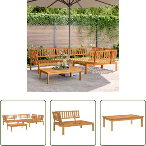 vidaXL Sofás de madera -  Set de sofás de palets de jardín 4 pzas madera maciza de acacia