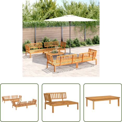 vidaXL Sofás de madera -  Set de sofás de palets de jardín 5 pzas madera maciza de acacia