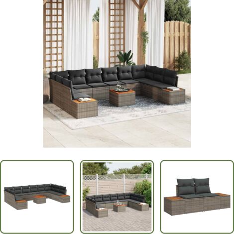 vidaXL Sofás exteriores -  Conjunto de sofás de jardín 10 pcs Gris Ratán sintético