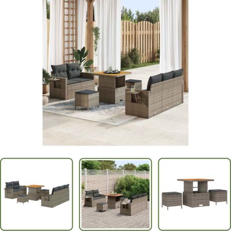 vidaXL Sofás exteriores -  Conjunto de sofás de jardín 10 pcs Gris ratán sintético
