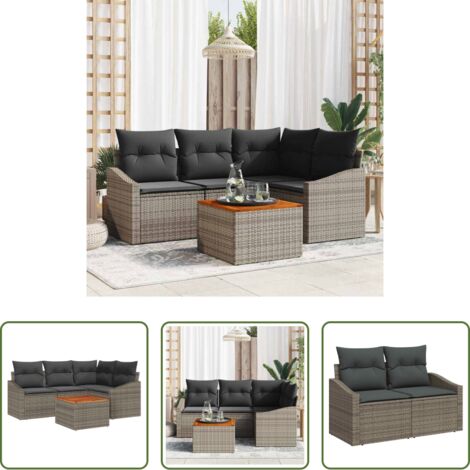 vidaXL Sofás exteriores -  Conjunto de sofás de jardín 5 pcs Gris ratán sintético