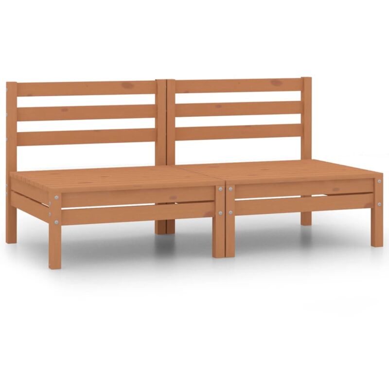 

Vidaxl - Sofás centrales de jardín 2 uds madera maciza pino marrón miel - Marrón