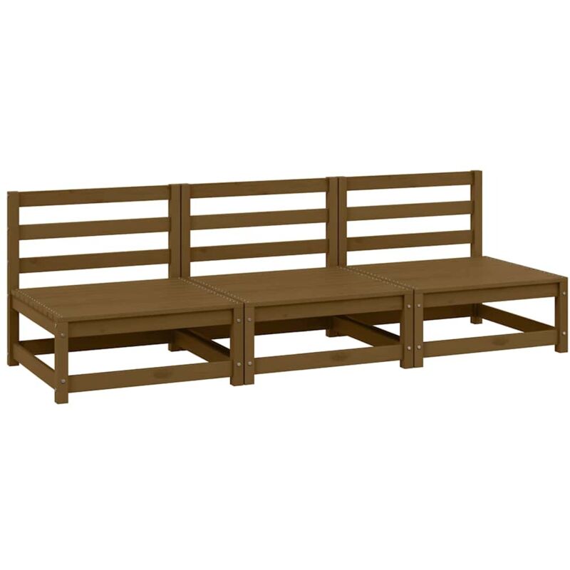 

Vidaxl - Sofás centrales de jardín 3 uds madera maciza pino marrón miel - Marrón