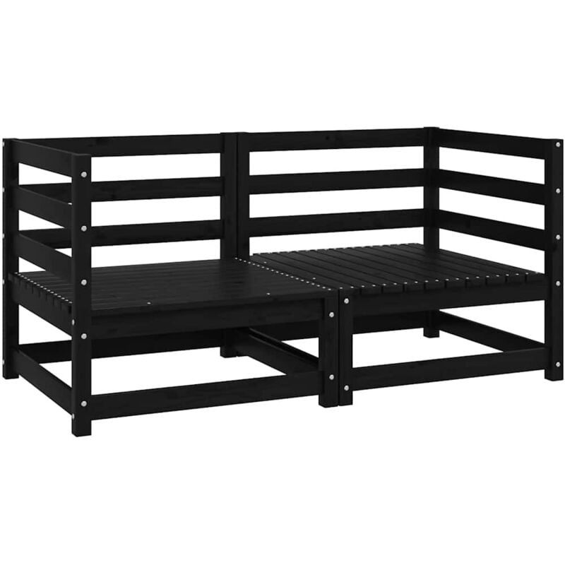 

vidaXL Sofás de esquina de jardín 2 uds negro madera maciza de pino - Negro