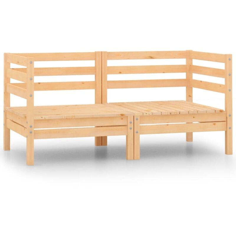 

vidaXL Sofás esquinero de jardín 2 uds madera maciza de pino - Marrón