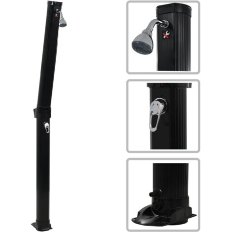 vidaXL Solardusche Klappbar Schwarz 214 cm 23 L