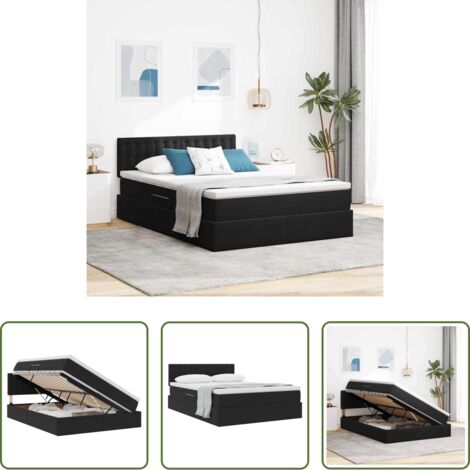 vidaXL Sollevamento idraulico -  Letto con Contenitore con materasso Nero 140 x 190 cm Velluto