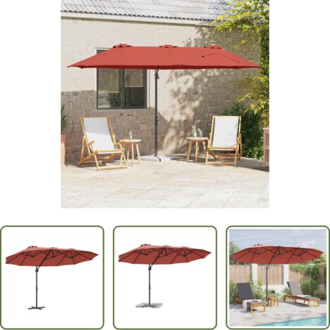 vidaXL Sombra para balcón -  Sombrilla Terracota 372 x 198 x 243 cm Poliéster y Aluminio