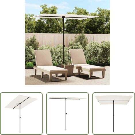 vidaXL Sombrilla ajustable -  Sombrilla de jardín con palo de aluminio blanco arena 2x1,5 m