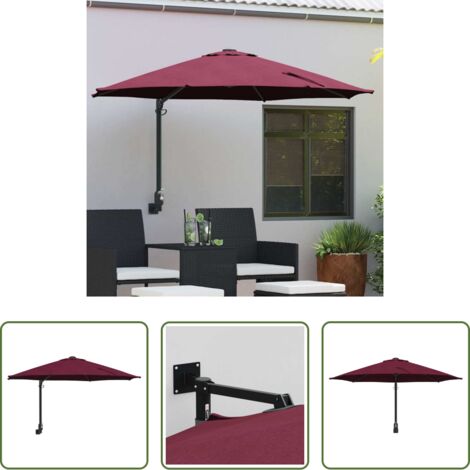 vidaXL Sombrilla ajustable -  Sombrilla de jardín Rojo Burdeos 248 x 248 x 148 cm