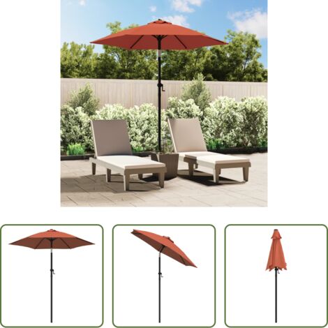 vidaXL Sombrilla anti UV -  Sombrilla de aluminio color terracota 200x224 cm