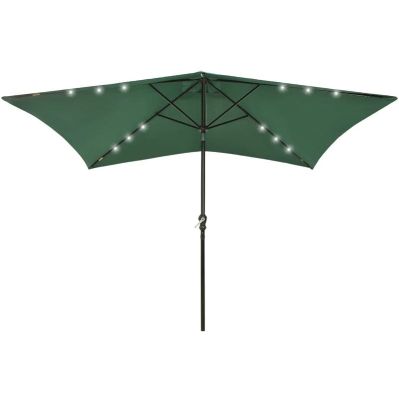 

vidaXL Sombrilla con LED y poste de acero verde 2x3 m - Verde
