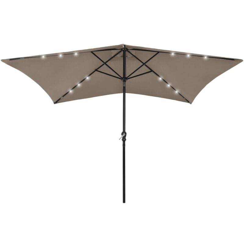 

vidaXL Sombrilla con LED y poste de acero gris taupe 2x3 m - Gris Topo