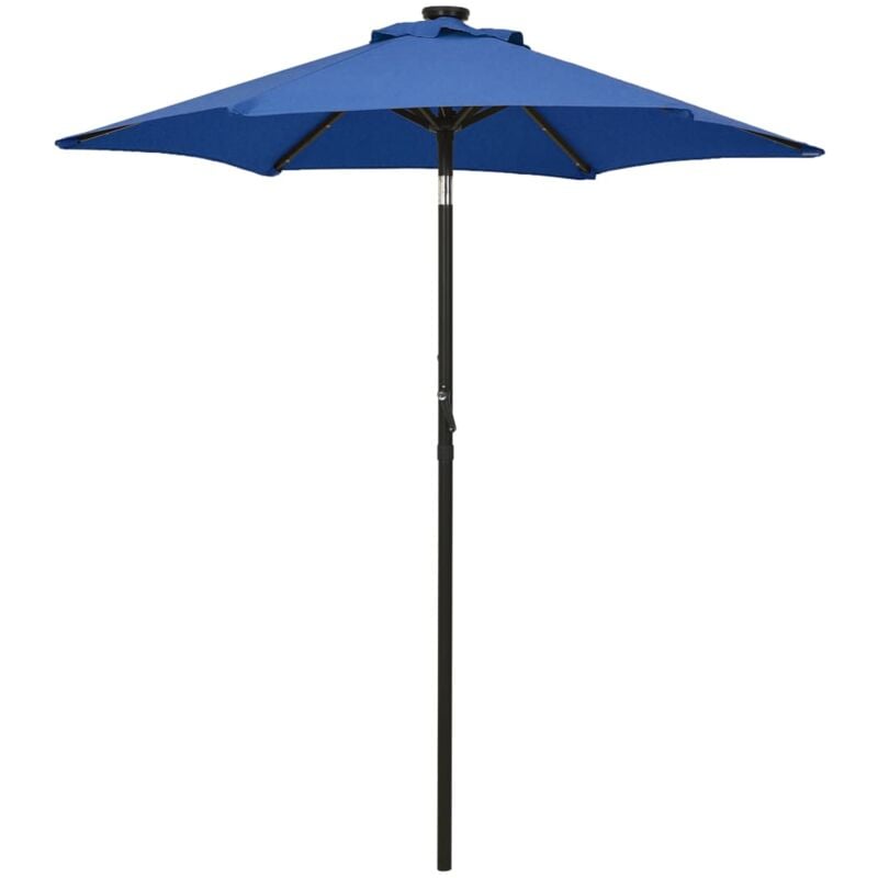 

vidaXL Sombrilla con luces LED aluminio azul 200x211 cm - Azul