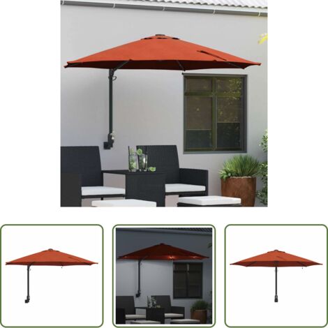vidaXL Sombrilla con luces LED -  Sombrilla de jardín Manual Terracota 248 x 248 x 148 cm