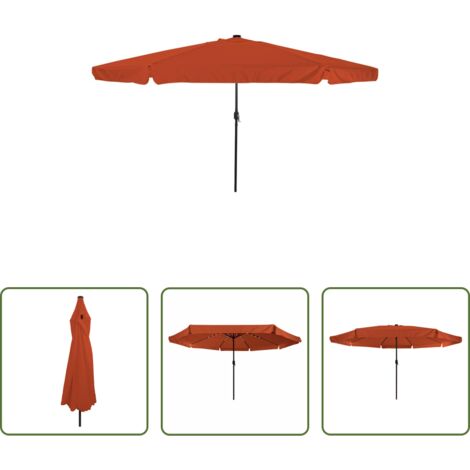 vidaXL Sombrilla con luz LED -  Sombrilla de jardín Terracota 395 x 395 x 245 cm Poliéster