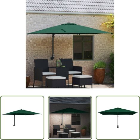 vidaXL Sombrilla con luz LED -  Sombrilla de jardín Verde 248,5 x 247,5 x 160 cm
