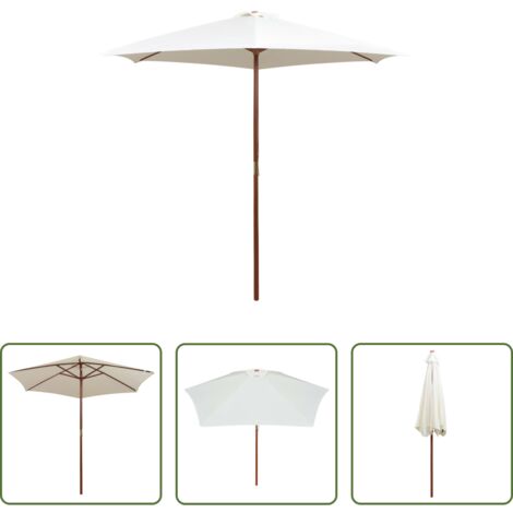 vidaXL Sombrilla con palo de madera -  Sombrilla con palo de madera blanco crema 270x270 cm