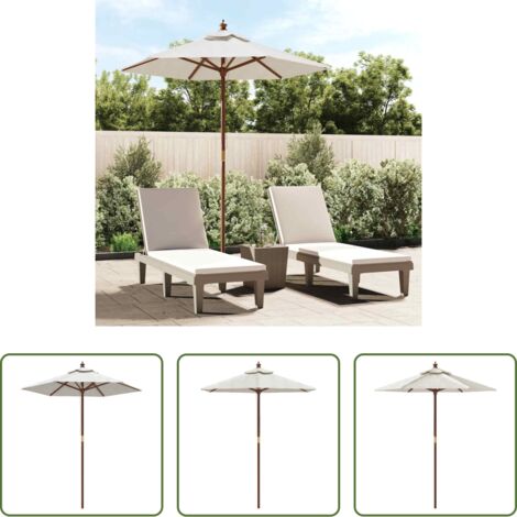 vidaXL Sombrilla con poste de madera -  Sombrilla de jardín con poste de madera color arena 196x231 cm