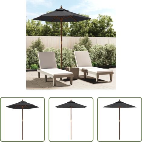 vidaXL Sombrilla con poste de madera -  Sombrilla de jardín con poste de madera negro 196x231 cm
