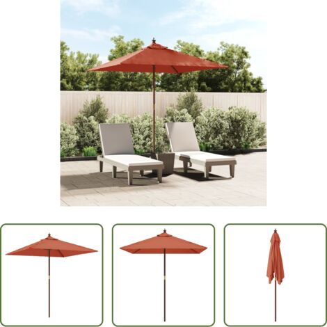 vidaXL Sombrilla con poste de madera -  Sombrilla de jardín con poste de madera terracota 198x198x231cm