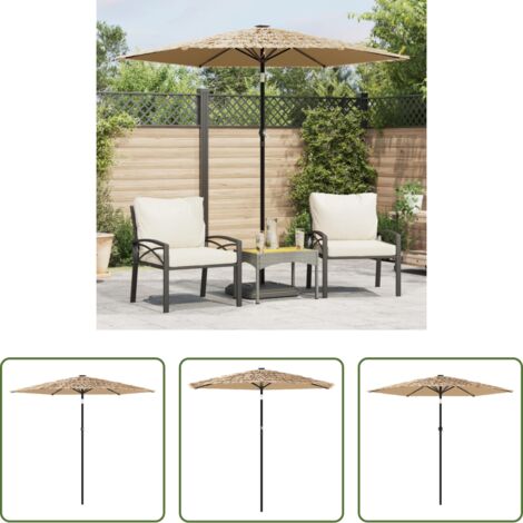 vidaXL Sombrilla con poste -  Sombrilla de jardín con poste de acero marrón 223x223x213 cm