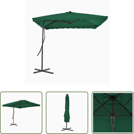 vidaXL Sombrilla con protección UV -  Sombrilla de jardín con palo de acero verde 250x250 cm