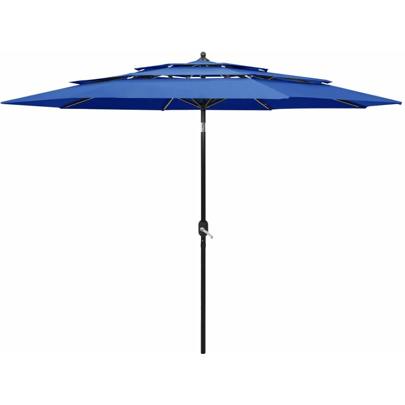 

vidaXL Sombrilla de 3 niveles con poste de aluminio azul 3 m - Azul