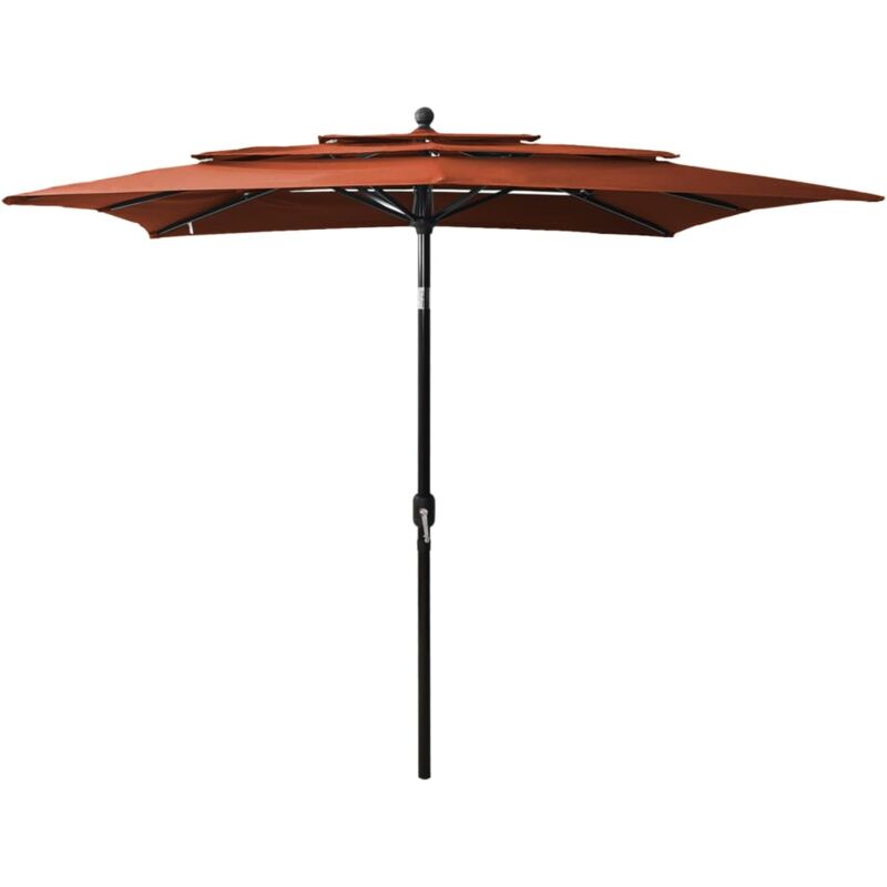 

vidaXL Sombrilla de 3 niveles con poste de aluminio terracota 2,5x2,5m - Marrón