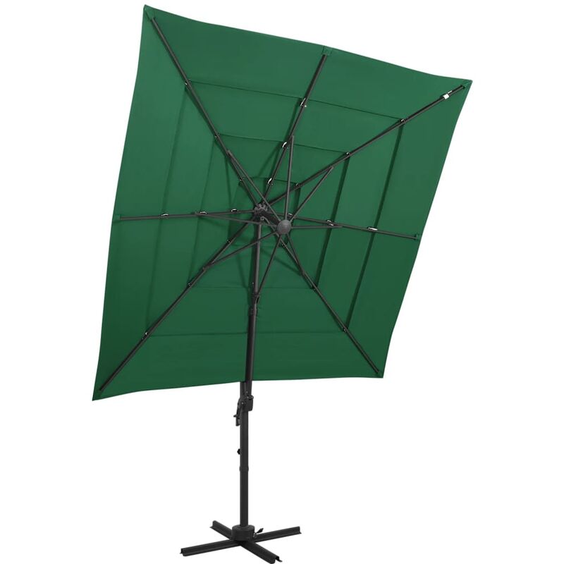 

vidaXL Sombrilla de 4 niveles con poste aluminio verde 250x250 cm - Verde