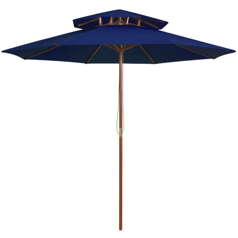 

vidaXL Sombrilla de dos pisos palo de madera azul 270 cm - Azul