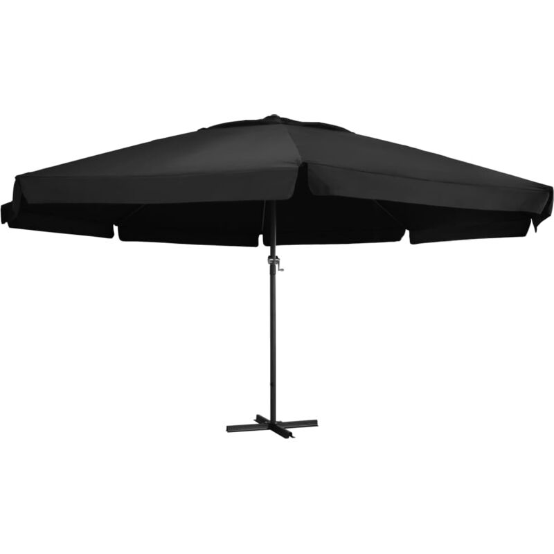 

vidaXL Sombrilla de jardín con palo de aluminio negro 500 cm - Negro