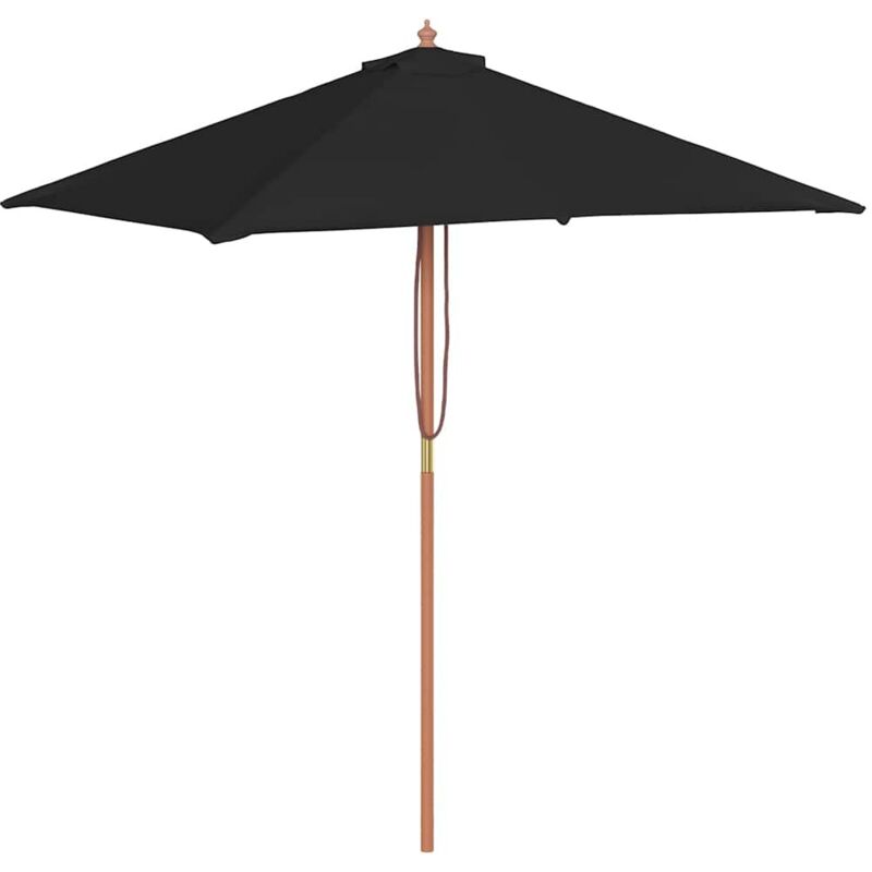 

vidaXL Sombrilla de jardín con palo de madera negra 150x200 cm - Negro