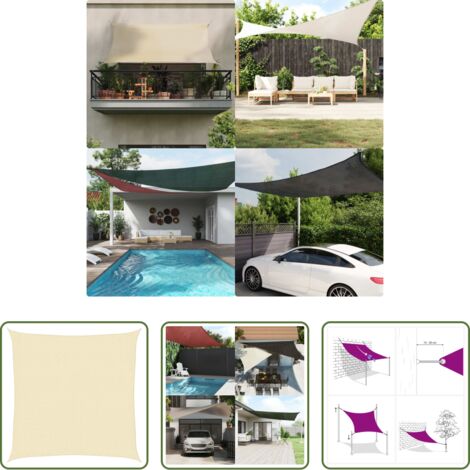 vidaXL Sombrilla de jardín -  Toldo de vela cuadrado HDPE 2x2 m crema